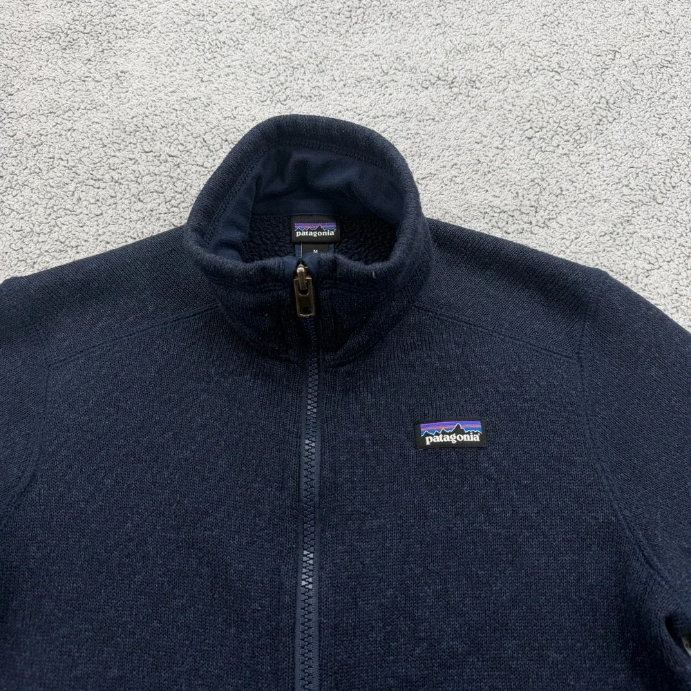 Patagonia Better Sweater Jacket Boys Medium 10 Navy Blue Zip Pockets Fleece Cozy